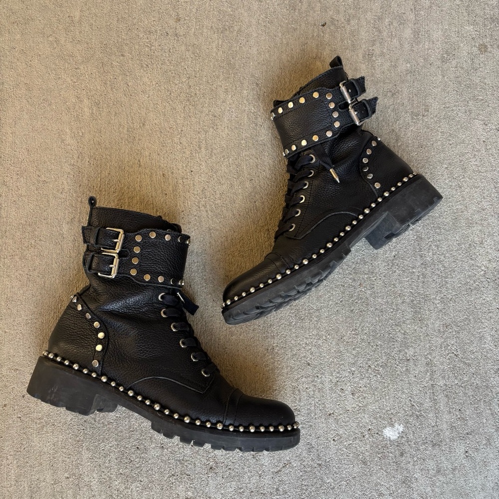 Sam Edelman Black Studded Combat Boots